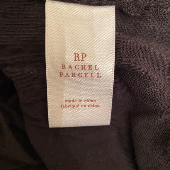 Rachel Parcell Ruched Soft Stretch Top Fits XS/S Black Long Sleeve High V Neck - Picture 9 of 11